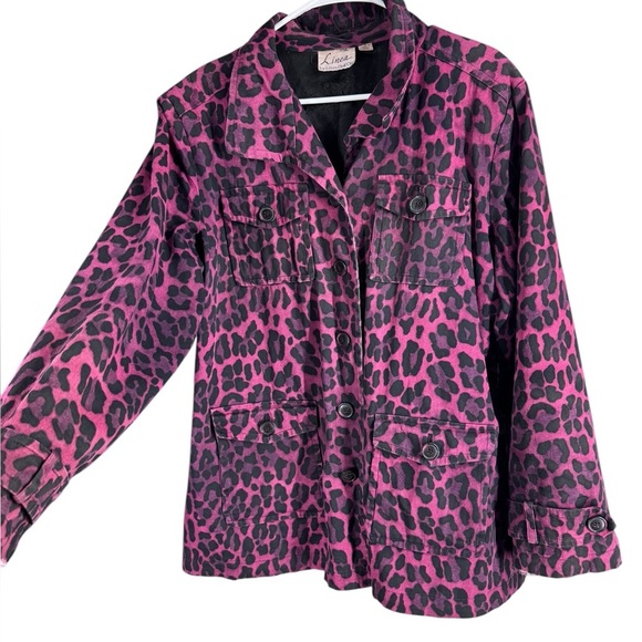 Vintage purple animal print chore coat Large Linea spring jacket - Picture 1 of 4